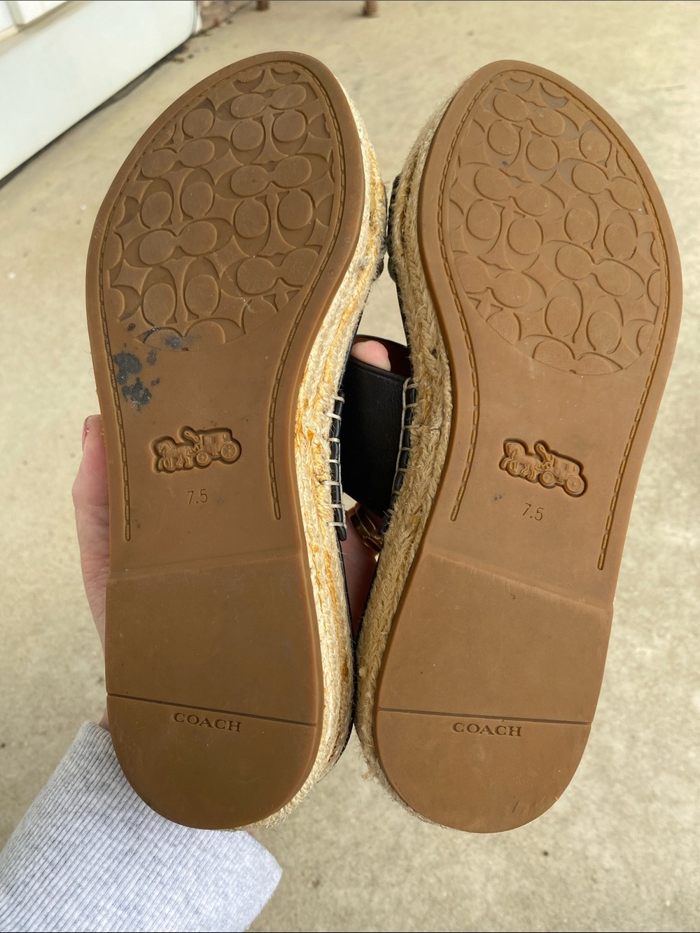 Coach Black Leather Double-Band Slide Sandals with Tan Footbed - Picture 13 of 13